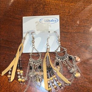 Mandee Silver and Brown Boho Earrings